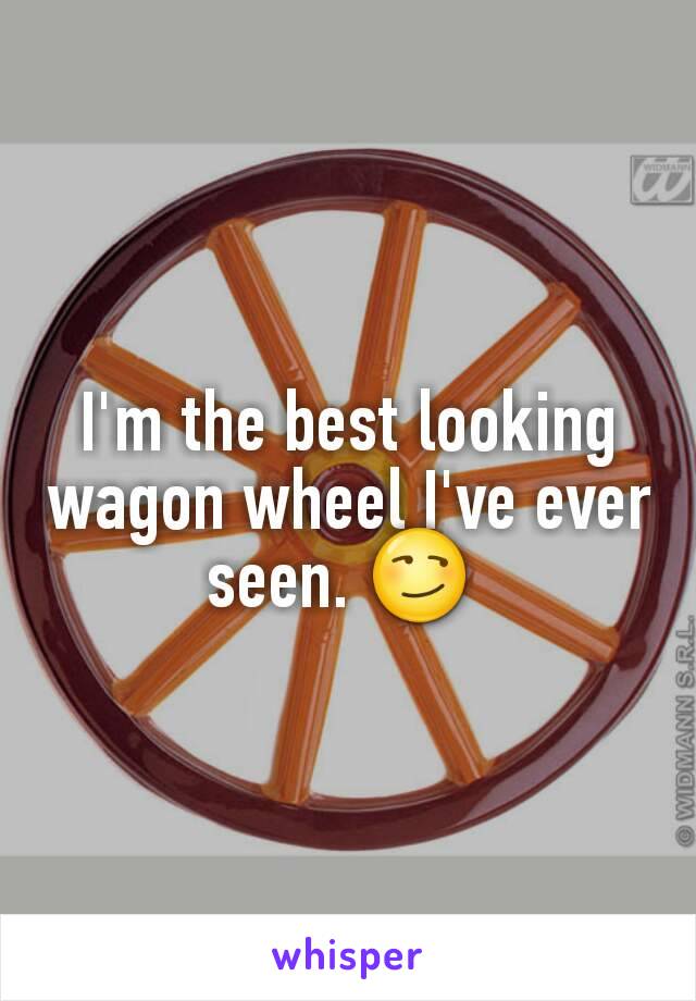 I'm the best looking wagon wheel I've ever seen. 😏 