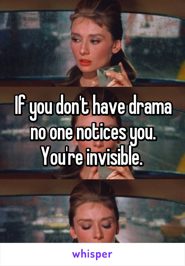 If you don't have drama no one notices you. You're invisible. 