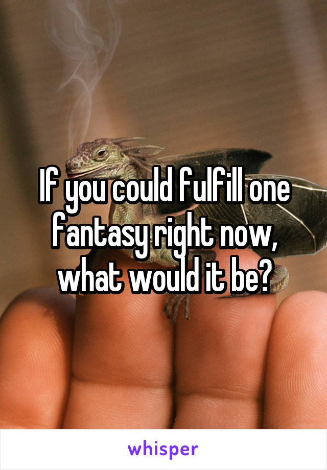 If you could fulfill one fantasy right now, what would it be?