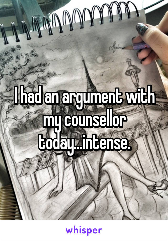I had an argument with my counsellor today...intense.