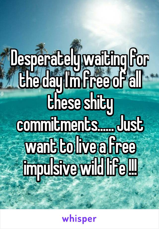 Desperately waiting for the day I'm free of all these shity commitments...... Just want to live a free impulsive wild life !!!