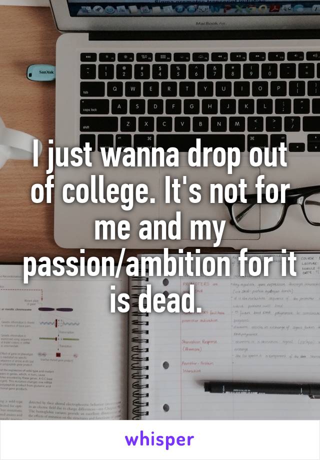 I just wanna drop out of college. It's not for me and my passion/ambition for it is dead. 