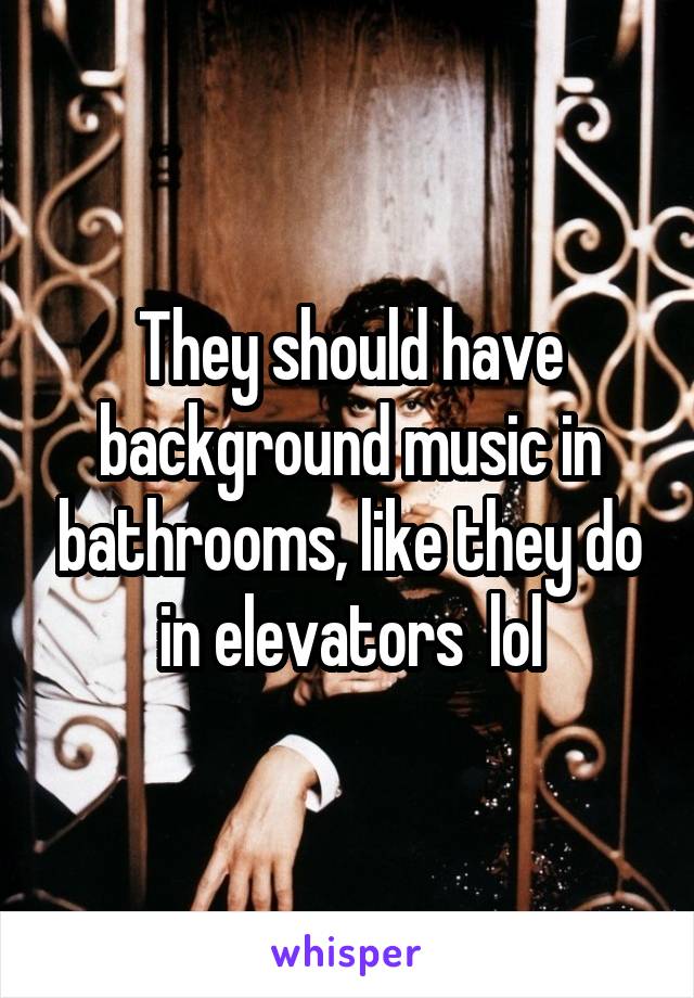 They should have background music in bathrooms, like they do in elevators  lol