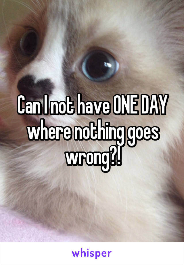 Can I not have ONE DAY where nothing goes wrong?!