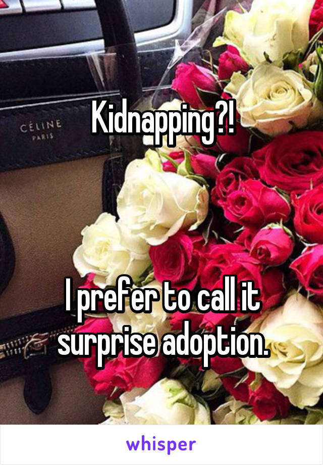 Kidnapping?!



I prefer to call it surprise adoption.