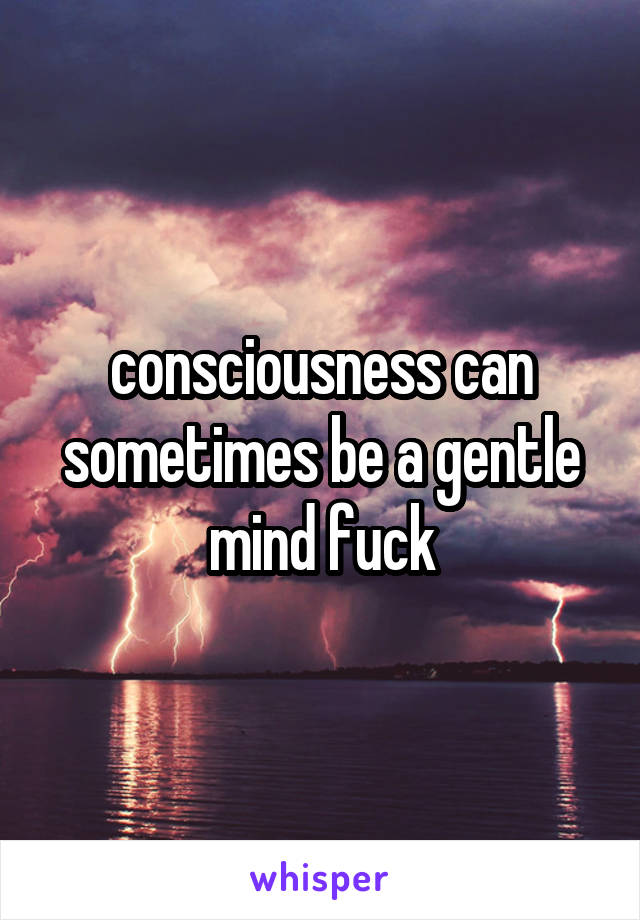 consciousness can sometimes be a gentle mind fuck