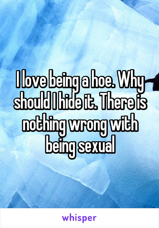 I love being a hoe. Why should I hide it. There is nothing wrong with being sexual