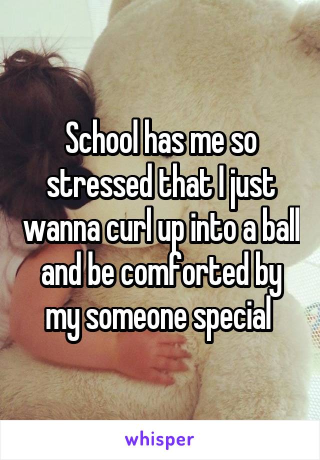 School has me so stressed that I just wanna curl up into a ball and be comforted by my someone special 