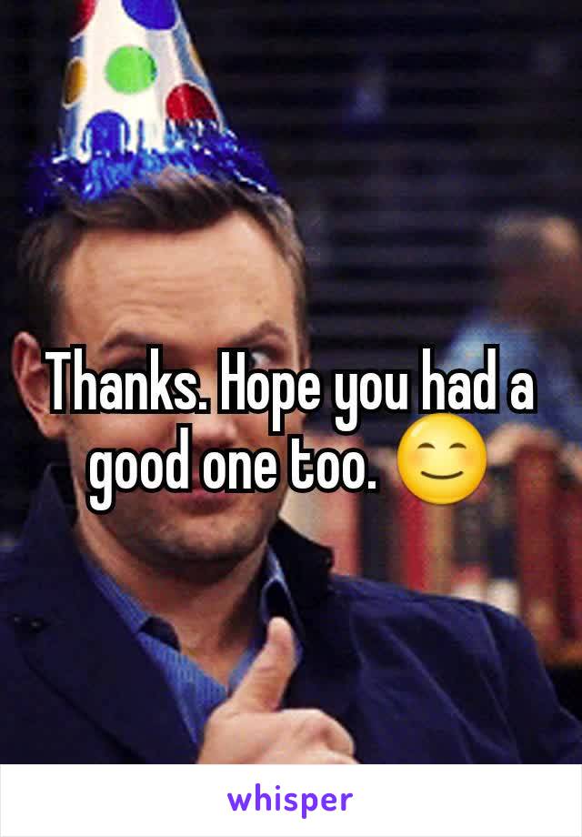 Thanks. Hope you had a good one too. 😊