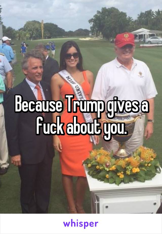 Because Trump gives a fuck about you.