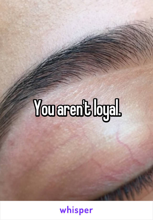 You aren't loyal.