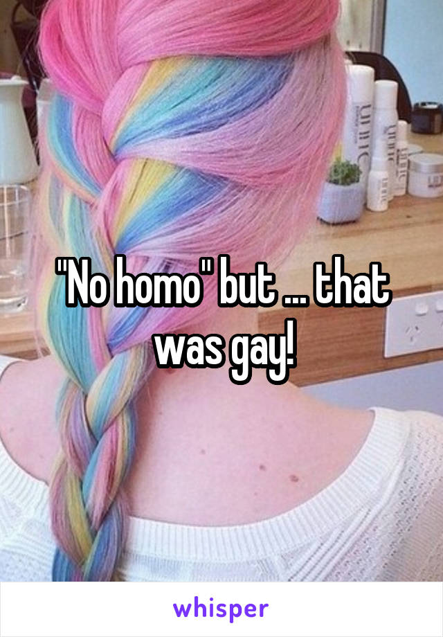 "No homo" but ... that was gay!