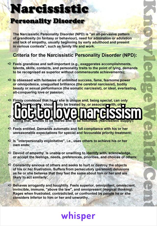 Got to love narcissism 