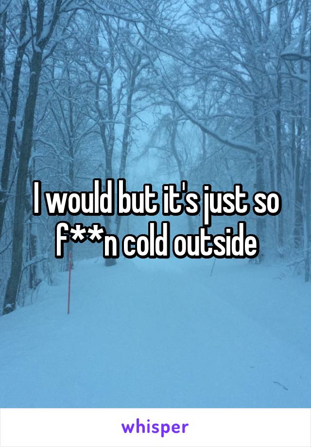 I would but it's just so f**n cold outside