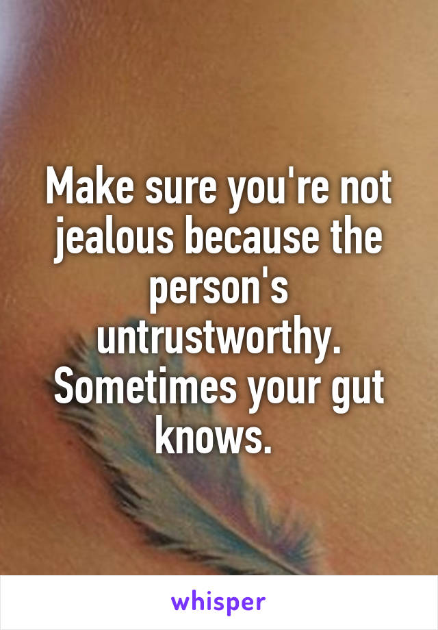 Make sure you're not jealous because the person's untrustworthy. Sometimes your gut knows. 