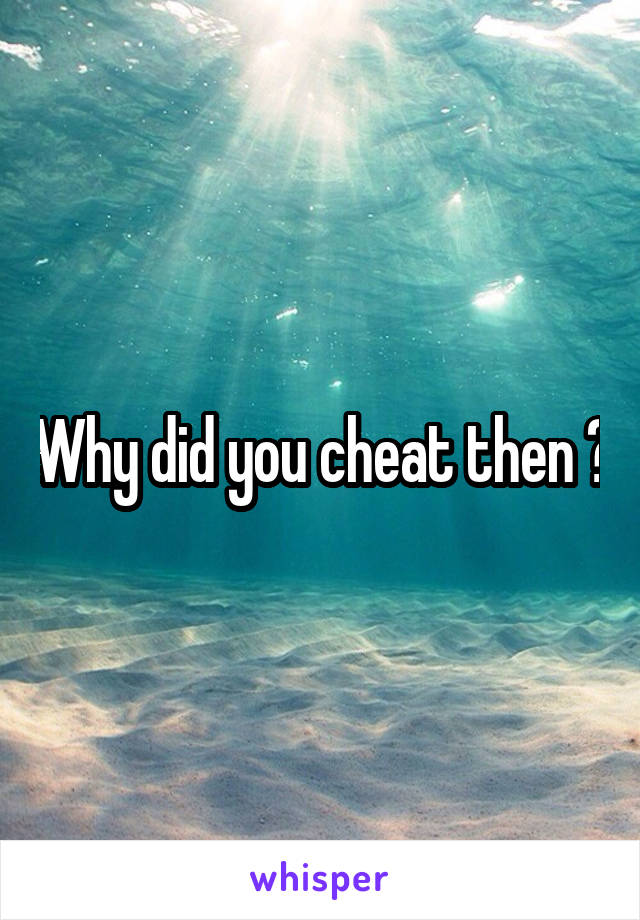 Why did you cheat then ?