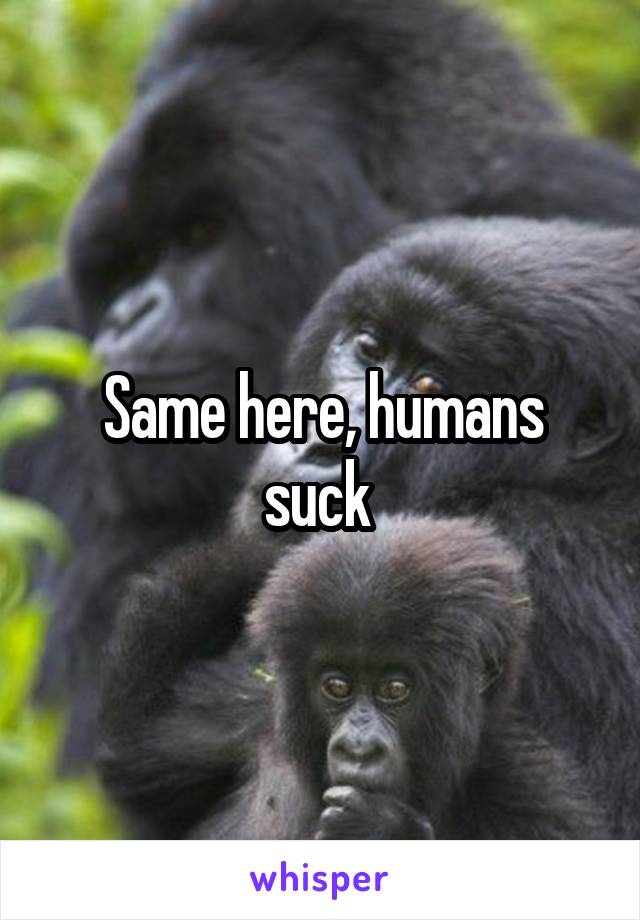 Same here, humans suck 