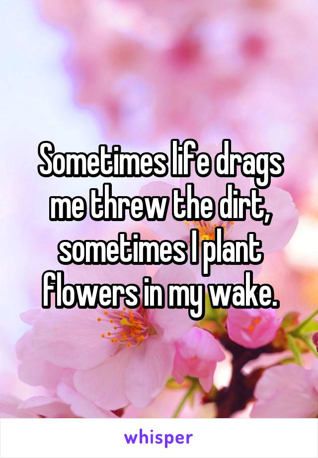 Sometimes life drags me threw the dirt, sometimes I plant flowers in my wake.
