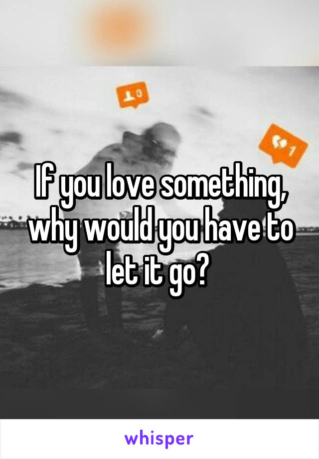 If you love something, why would you have to let it go? 