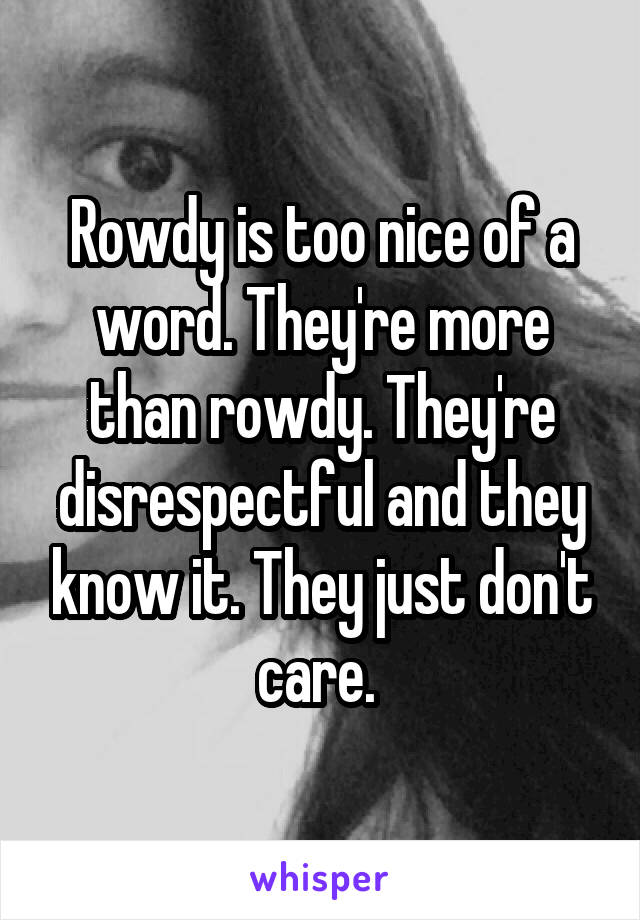 Rowdy is too nice of a word. They're more than rowdy. They're disrespectful and they know it. They just don't care. 