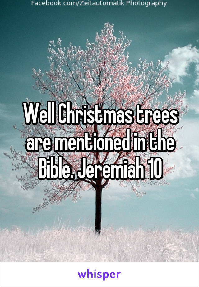 Well Christmas trees are mentioned in the Bible. Jeremiah 10