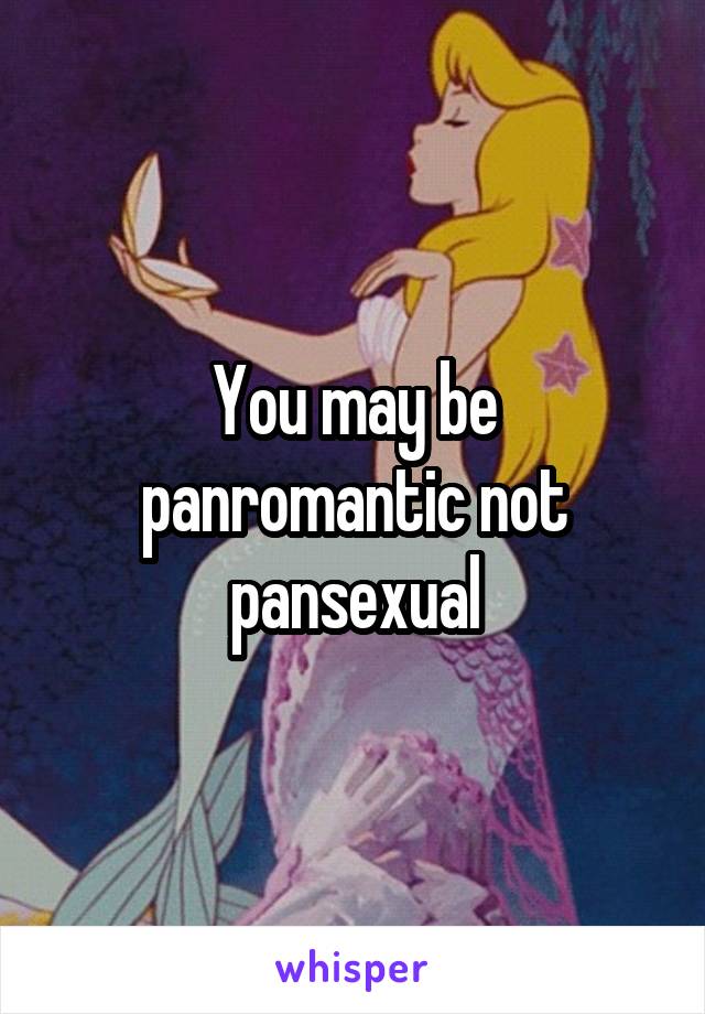 You may be panromantic not pansexual