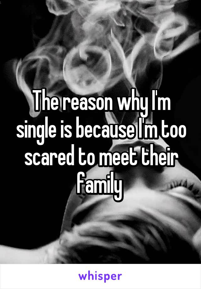 The reason why I'm single is because I'm too scared to meet their family 