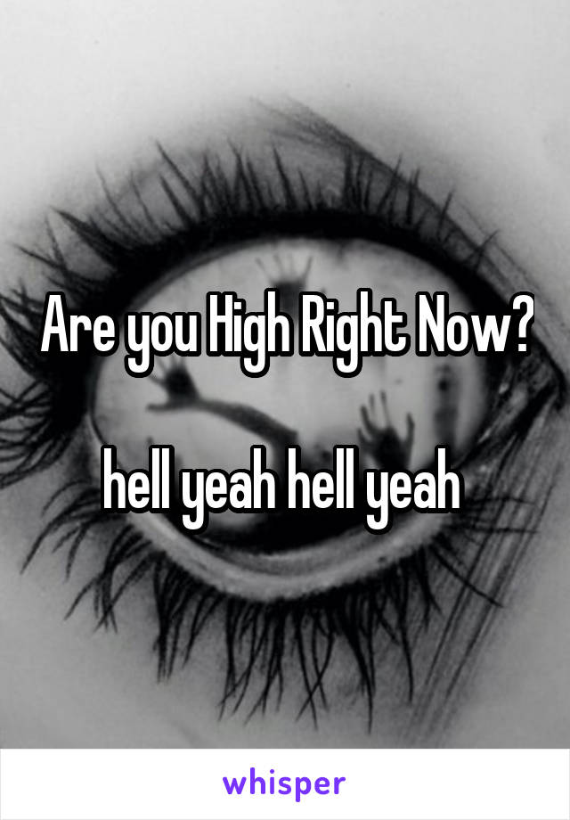 Are you High Right Now? 
hell yeah hell yeah 