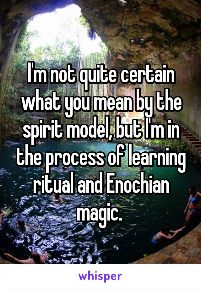 I'm not quite certain what you mean by the spirit model, but I'm in the process of learning ritual and Enochian magic. 