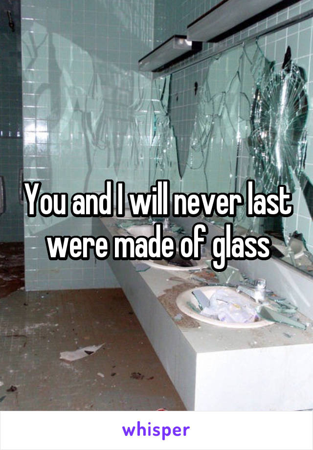 You and I will never last were made of glass