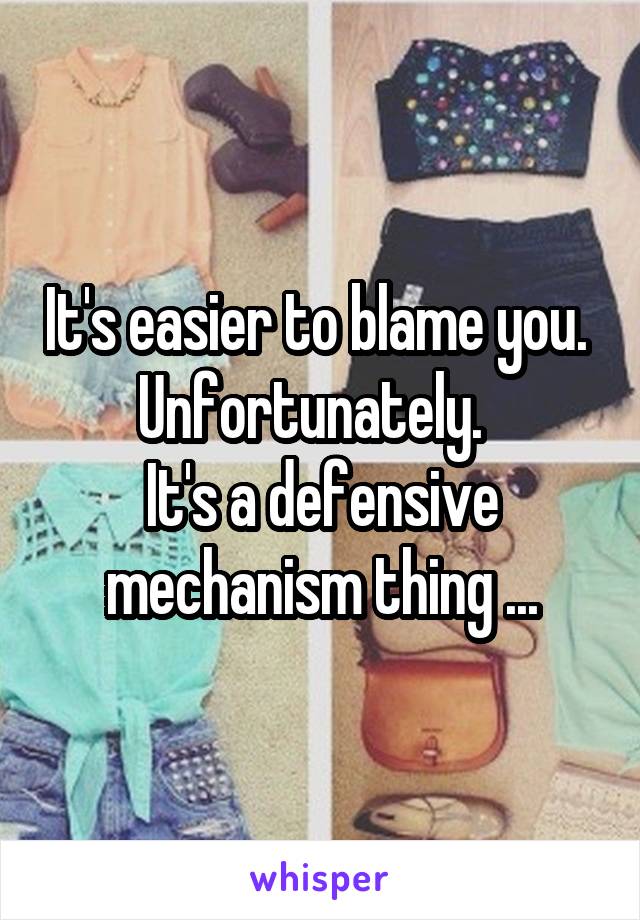 It's easier to blame you.  Unfortunately.  
It's a defensive mechanism thing ...