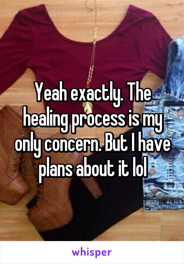 Yeah exactly. The healing process is my only concern. But I have plans about it lol