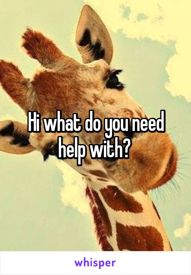 Hi what do you need help with? 