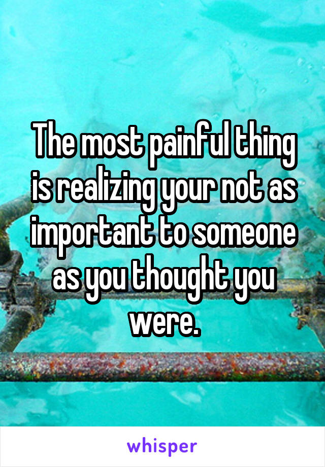 The most painful thing is realizing your not as important to someone as you thought you were.
