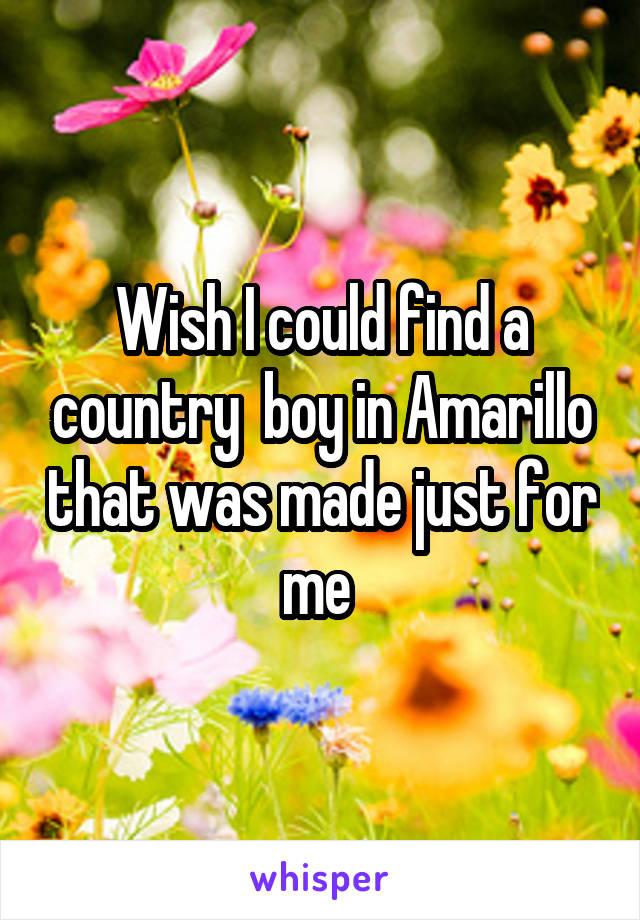 Wish I could find a country  boy in Amarillo that was made just for me 