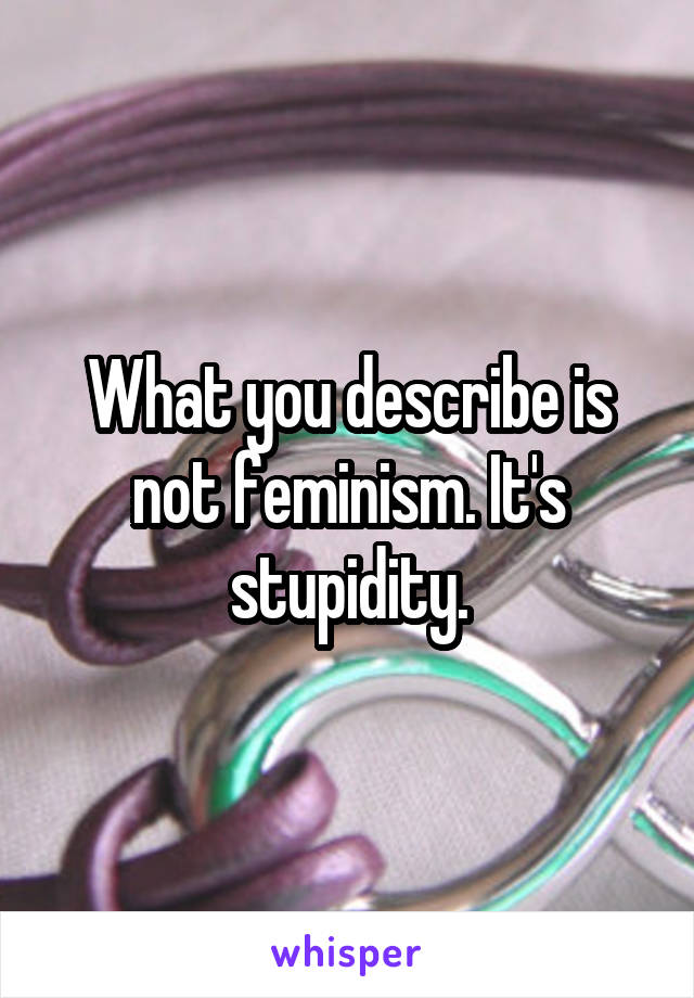What you describe is not feminism. It's stupidity.