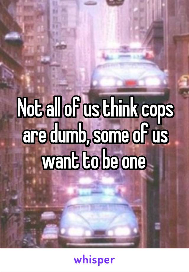 Not all of us think cops are dumb, some of us want to be one 