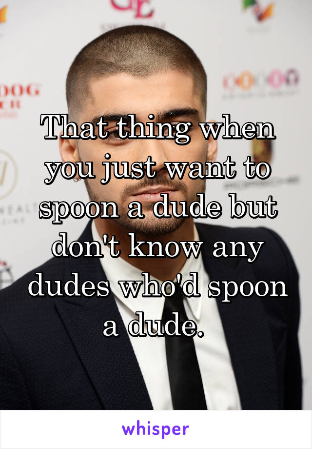 That thing when you just want to spoon a dude but don't know any dudes who'd spoon a dude. 