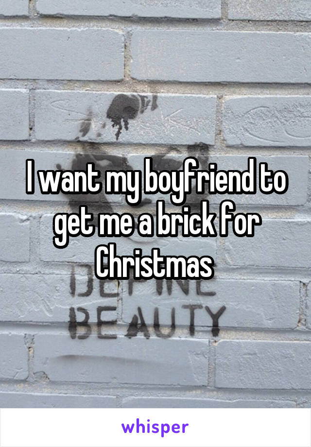 I want my boyfriend to get me a brick for Christmas 