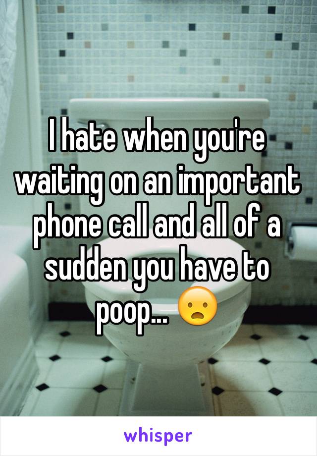 I hate when you're waiting on an important phone call and all of a sudden you have to poop... 😦
