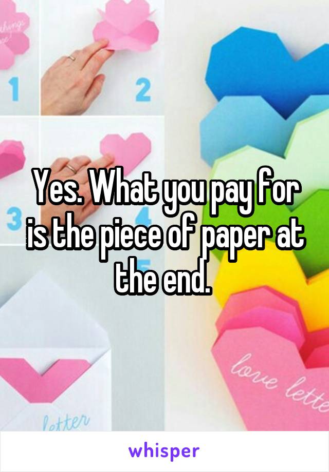 Yes. What you pay for is the piece of paper at the end. 