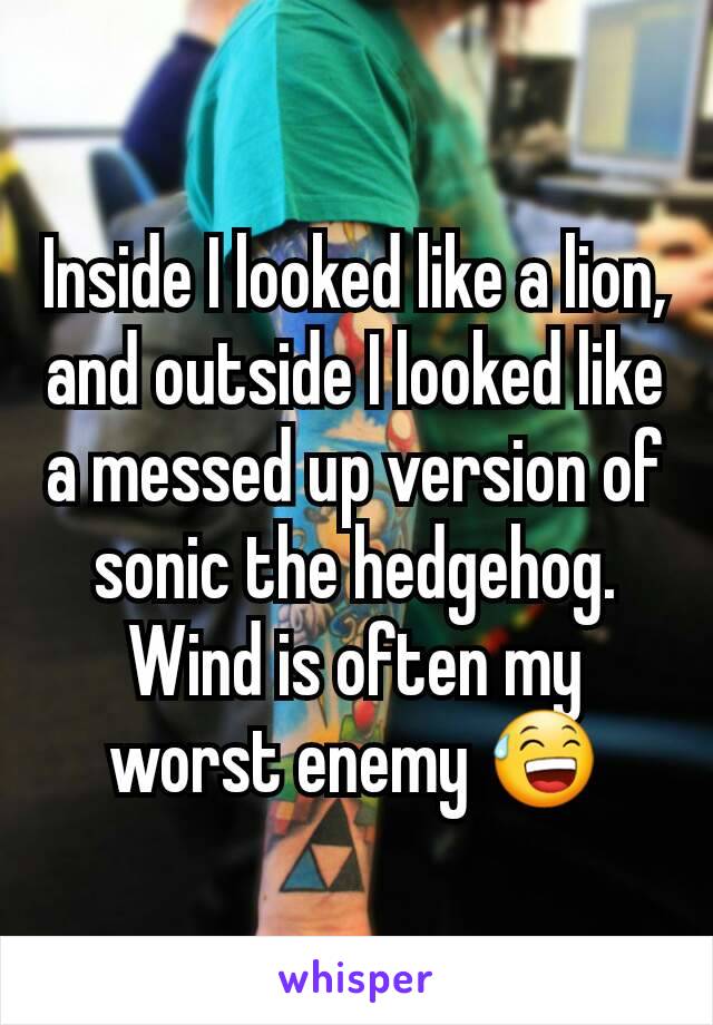 Inside I looked like a lion, and outside I looked like a messed up version of sonic the hedgehog. Wind is often my worst enemy 😅