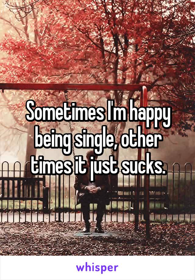 Sometimes I'm happy being single, other times it just sucks.