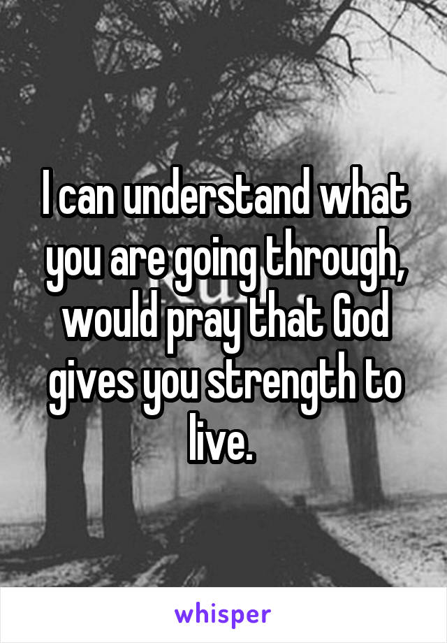 I can understand what you are going through, would pray that God gives you strength to live. 