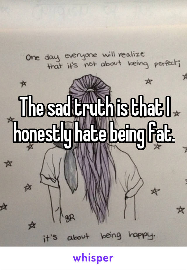 The sad truth is that I honestly hate being fat. 