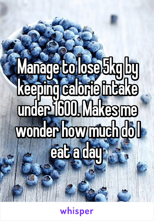 Manage to lose 5kg by keeping calorie intake under 1600. Makes me wonder how much do I eat a day 