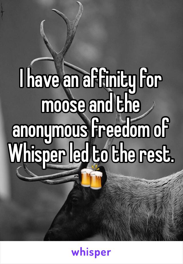 I have an affinity for moose and the anonymous freedom of Whisper led to the rest. 🍻