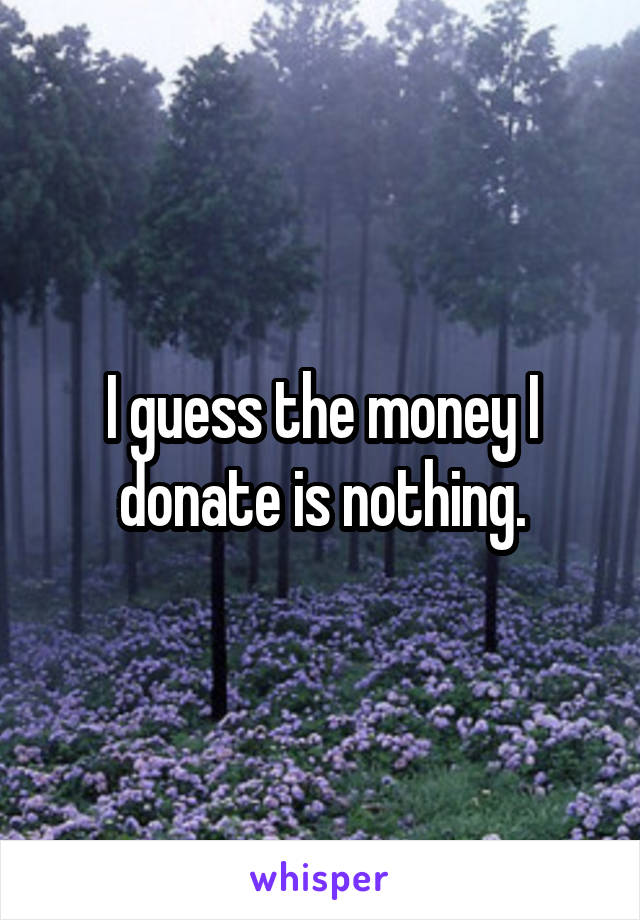 I guess the money I donate is nothing.