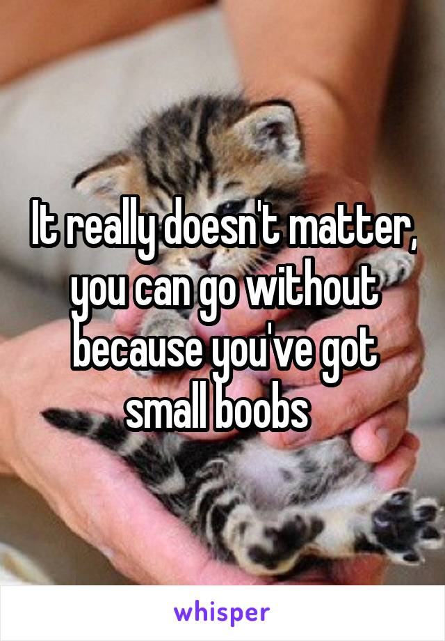 It really doesn't matter, you can go without because you've got small boobs  
