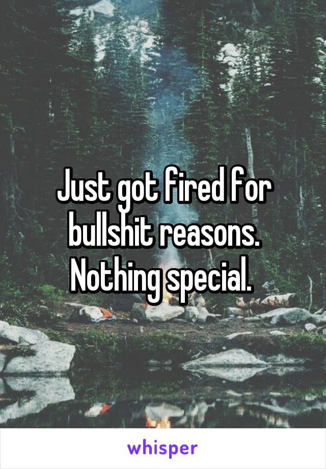 Just got fired for bullshit reasons. Nothing special. 